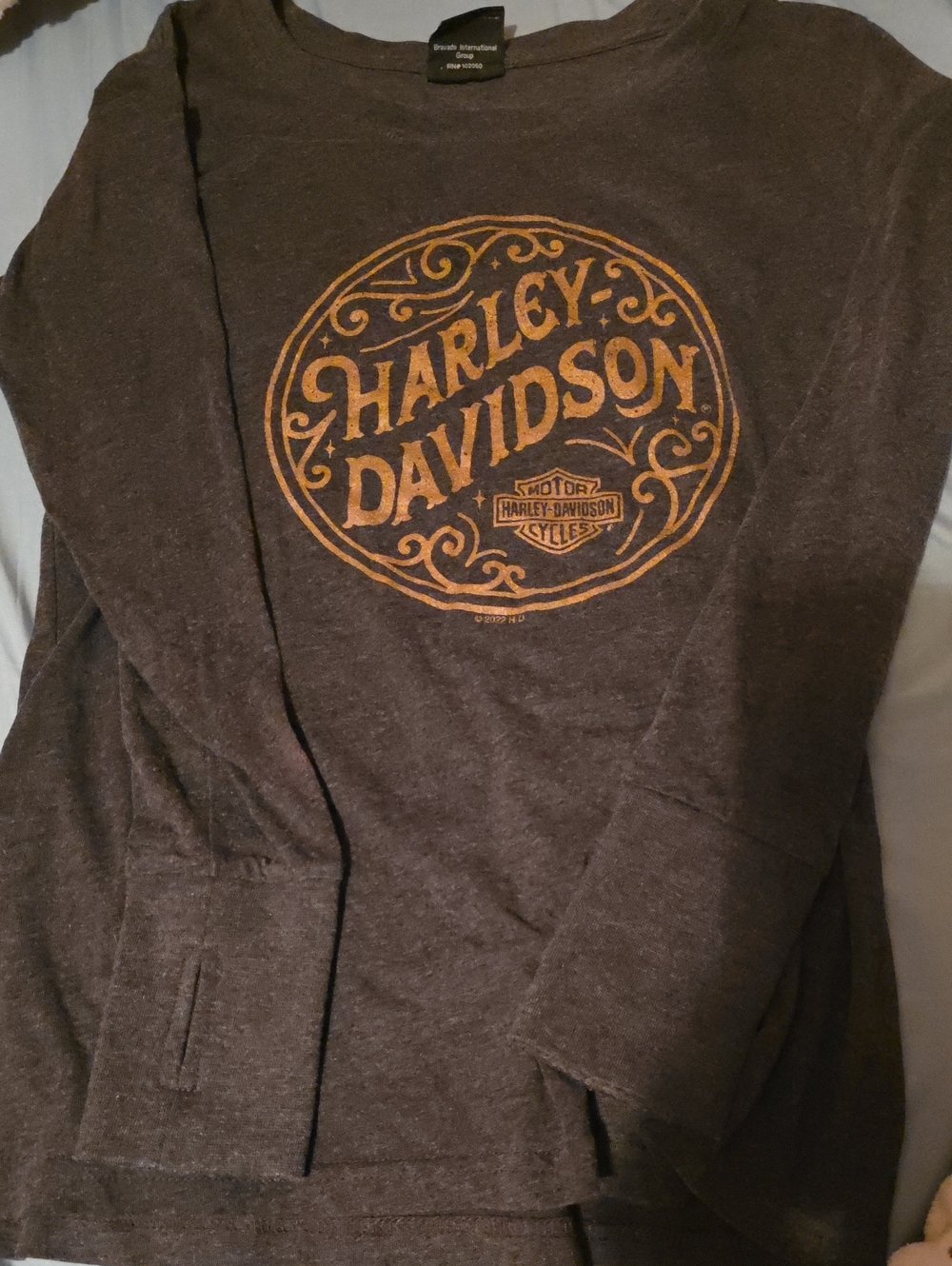 Harley-Davidson Grey Long Sleeve shirt with Orange Logo